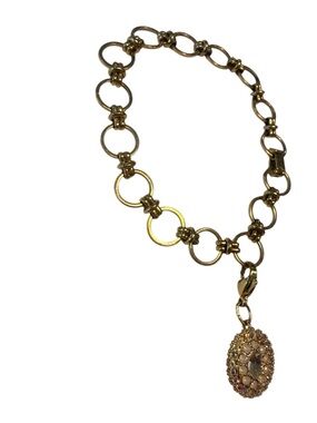 Origami Owl Gold-Tone Link Charm Bracelet with Crystal Oval Charm